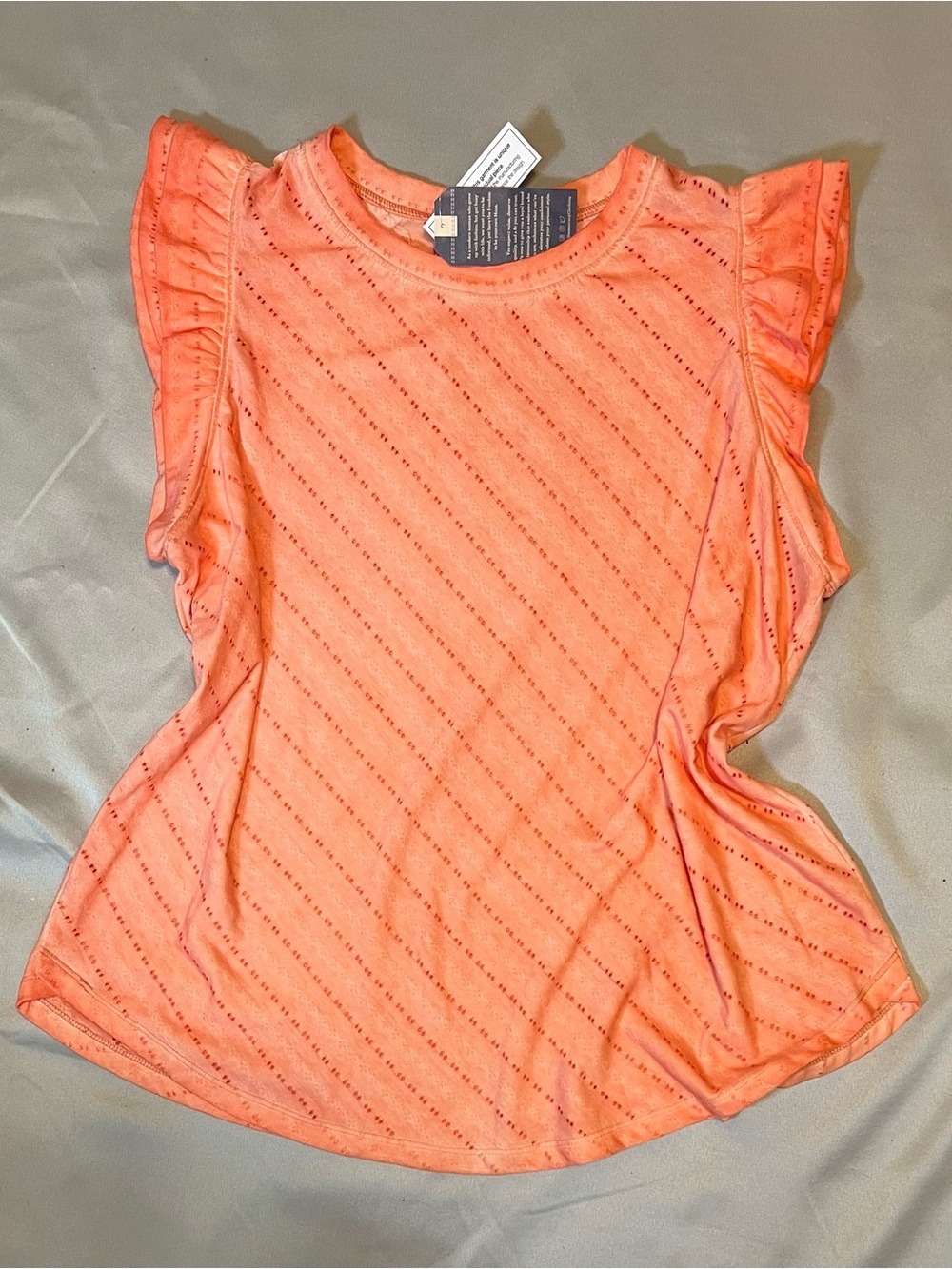 Democracy Pointelle Flutter Sleeve Knit Top Coral Peach 2X MSRP $54 NWT